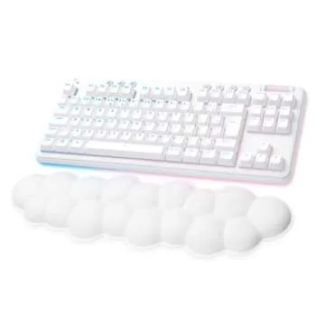 Logitech G715 Wireless Mechanical Gaming Keyboard with LIGHTSYNC RGB, LIGHTSPEED, Linear Switches (GX Red), and Keyboard Palm Rest, PC/Mac Compatible - White Mist