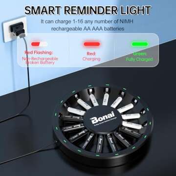 High-Capacity BONAI AA AAA Rechargeable Batteries with Charger