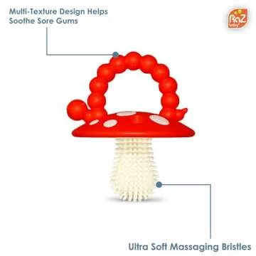 RaZbaby Chompy Teether for Infant & Baby 3M+ Toy with Massaging Bristles for Teething Relief Pacifie...