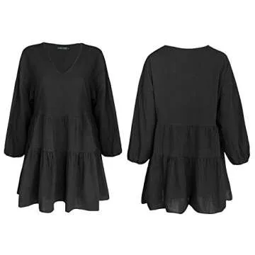 FANCYINN Women's Long Lantern Sleeve Babydoll Dress