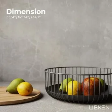 LIBKEN Multi-Purpose Fruit Basket with Bamboo Lid for Kitchens