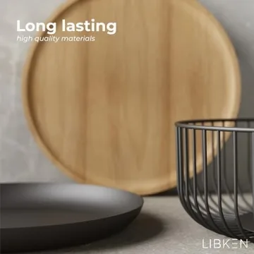LIBKEN Multi-Purpose Fruit Basket with Bamboo Lid for Kitchens