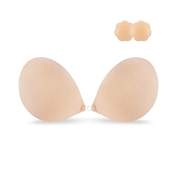 Niidor Adhesive Bra Strapless Invisible Push Up Silicone Bra with Nipple Covers