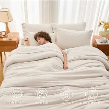 MUXHOMO 7 Pieces Queen Comforter Set | Soft & Breathable All Season Bedding