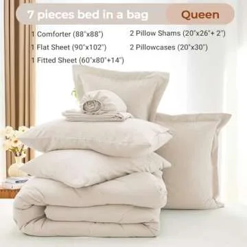 MUXHOMO Queen Comforter Set, Ultra-Soft 7 Pieces