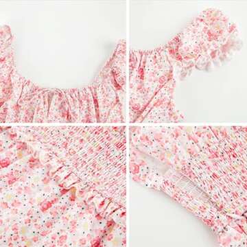 YOBECHO Women's Summer Floral Ruffle Dress Mini Style