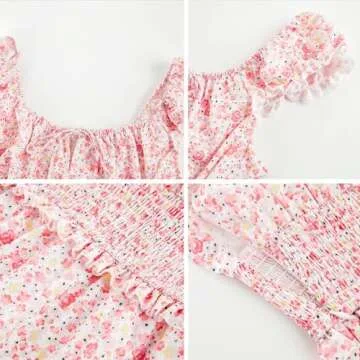 YOBECHO Women's Summer Floral Ruffle Dress Mini Style