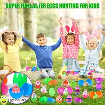 FLY2SKY Easter Eggs, 25P Easter Eggs + 25 LED Light Up Rings 3D Easter Basket Stuffers Glow In the Dark Easter Egg Fillers Easter Party Favors Easter toys Gift Easter Hunt for Kids Girls Boys