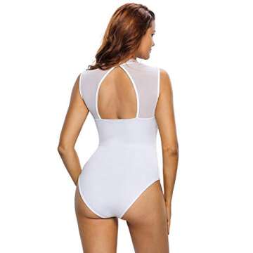 Chic Floral Sheer Lace Bodysuit Tops for Women