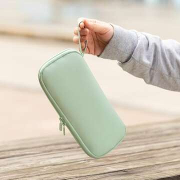 ANGOOBABY Pencil Case Wide Opening Durable Pen Pouch Lightweight Portable Pencil Bag with Handle for School Teen Girl Boy Men Women Adults Green