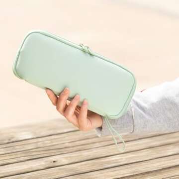 ANGOOBABY Pencil Case Wide Opening Durable Pen Pouch Lightweight Portable Pencil Bag with Handle for School Teen Girl Boy Men Women Adults Green