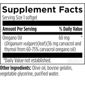 Designs for Health Oil of Oregano - Oregano Oil Capsules with Highly Concentrated Carvacrol - Supports Intestinal Cleansing - Oregano Oil Pills for GI Support (60 Softgels)