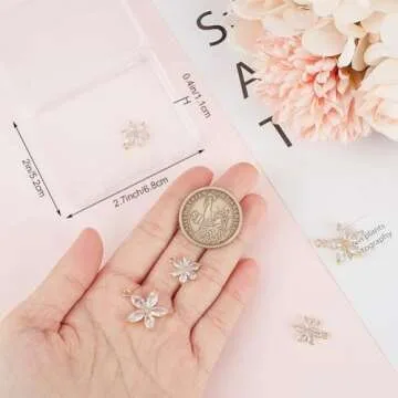 Beebeecraft 1 Box 6Pcs 2 Style Cubic Zirconia Flower Charms 18K Gold Plated Floral Daisy Crystal Rhinestone Pendant Charms with Jump Ring for Jewellery Making DIY Earring Necklace Bracelet Crafts