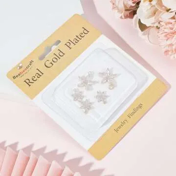 Beebeecraft 1 Box 6Pcs 2 Style Cubic Zirconia Flower Charms 18K Gold Plated Floral Daisy Crystal Rhinestone Pendant Charms with Jump Ring for Jewellery Making DIY Earring Necklace Bracelet Crafts