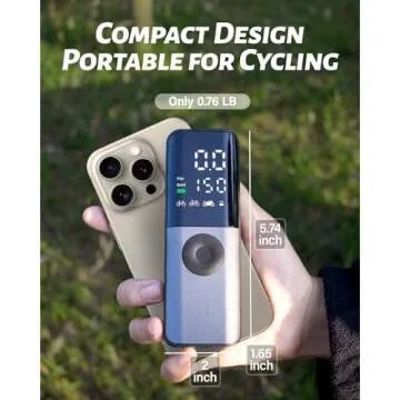 GPUTEK Bike Electric Air Pump: 150Psi Portable Bicycle Tire Pump with Digital Pressure Gauge for Road, Mountain, E-Bike, Motorcycle with Presta, Schrader, Dunlop Valve Accessories