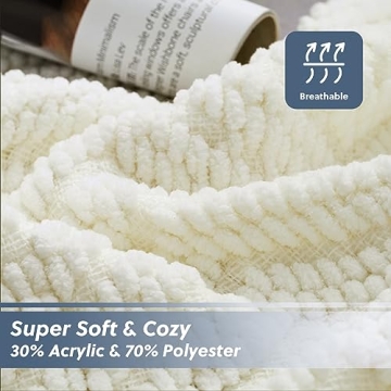 Bedsure White Chenille Throw Blanket - Cozy & Versatile