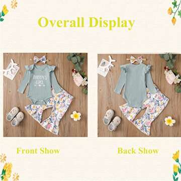 Singcoco Baby Girl Clothes Floral Flare Pants Outfit Daddy's Girl Bodysuit (Floral, 6-12 Months)