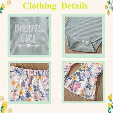Singcoco Baby Girl Clothes Floral Flare Pants Outfit Daddy's Girl Bodysuit (Floral, 6-12 Months)
