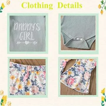 Singcoco Baby Girl Clothes Floral Flare Pants Outfit Daddy's Girl Bodysuit (Floral, 6-12 Months)