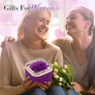 Beferr Valentines Gifts for Her Women Birthday Gifts Preserved Real Rose with Necklace Eternal Roses Forever Flowers Gifts for Mom Wife Sister Grandma