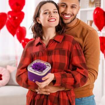 Beferr Valentines Gifts for Her Women Birthday Gifts Preserved Real Rose with Necklace Eternal Roses Forever Flowers Gifts for Mom Wife Sister Grandma