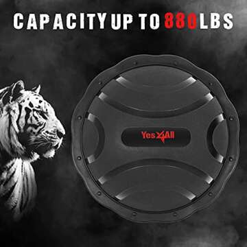 Yes4All Half Balance Ball Trainer – Half Ball Exercise Balance Trainer for Core Training & Balance Workout (Black Matte) 23.5" x 7.25"