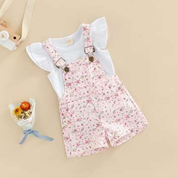 3T Baby Girl Summer Floral Suspender Outfit for Toddler