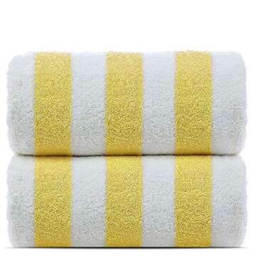 Towel Bazaar 100% Cotton Turkish Cabana Striped Pool/Beach 30'' by 60'' Large Towels (Yellow)