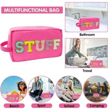 Preppy Chenille Patch Makeup Bag - Waterproof Organizer