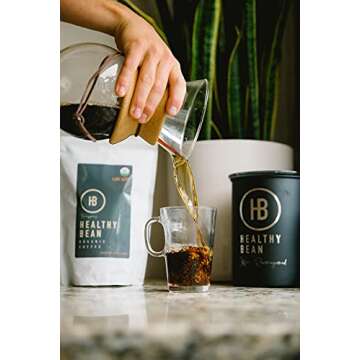 Healthy Bean Organic Espresso Coffee Beans Whole - Low Acid for Sensitive Stomachs, Strong, Rich Flavor, Clean and Healthy - USDA Organic, Espresso Coffee Beans, 11oz
