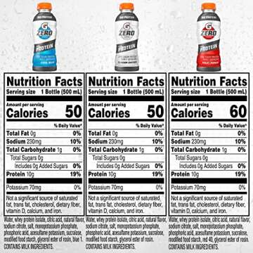 Gatorade Zero With Protein, 10g Whey Protein Isolate, Zero Sugar, Electrolytes, 3 Flavor Variety Pack, Liquid, Bottle, 16.9 Fl Oz, 12 Pack