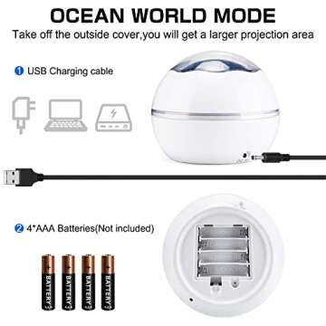 Joycabin Night Light for Kids, 2 in 1 Star Projector & Ocean Undersea Lamp,Rotating 8 Color Changing LED Night Lights Projector for Kids Baby Bedroom Decoration