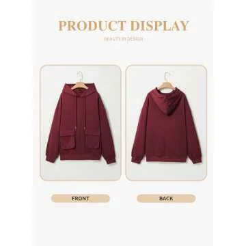 Eytino Plus Size Oversized Sweatshirt for Women Long Sleeve Hoodies Tops with Two Pockets,5X Burgundy