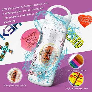 200 Pieces Inspirational Stickers Jesus Faith Stickers Waterproof Wisdom Words Decals Christian Stic...