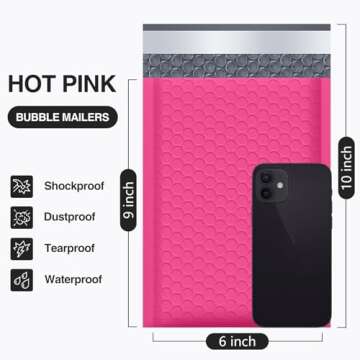UCGOU Bubble Mailers 6x10 Inch Hot Pink 25 Pack Usable Size 6x9 Inch Poly Padded Envelopes Small Bus...
