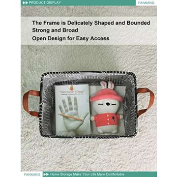 FANKANG Storage Basket,Nursery Hamper Canvas Laundry Basket Foldable with Waterproof PE Coating Storage, Office, Bedroom, Clothes,Toys (Rec-Black Cube)