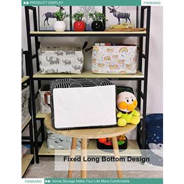 FANKANG Storage Basket,Nursery Hamper Canvas Laundry Basket Foldable with Waterproof PE Coating Storage, Office, Bedroom, Clothes,Toys (Rec-Black Cube)