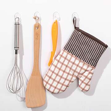 Jetec 60 Pieces Adhesive Hooks Wall Hooks Christmas Window Hanger Ring Hanger Adhesive Hanging Hooks with Non Marking Sticker for Kitchen Bathroom Bedroom Office, Transparent