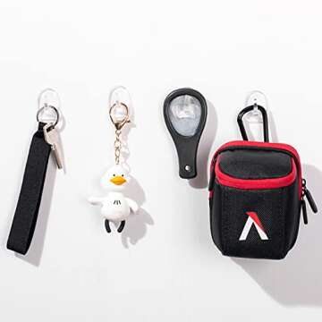 Jetec 60 Pieces Adhesive Hooks Wall Hooks Christmas Window Hanger Ring Hanger Adhesive Hanging Hooks with Non Marking Sticker for Kitchen Bathroom Bedroom Office, Transparent