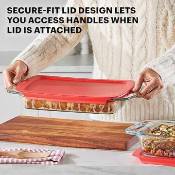 Pyrex 4-Piece Extra Large Glass Baking Dish Set With Lids and Handles, Oven and Freezer Safe