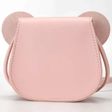 QiMing Little Mouse Ear Bow Crossbody Purse for Kids
