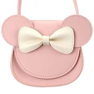 QiMing Little Mouse Ear Bow Crossbody Purse for Kids