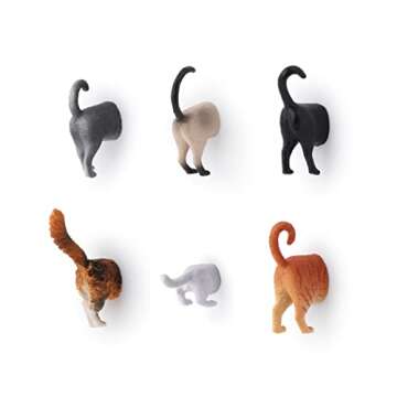 Kikkerland Magnetic Funny Cat Butt Refrigerator Decorative Magnets, Set of 6, Novelty Gift, Cat Love...