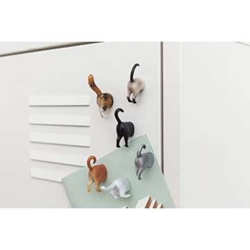 Kikkerland Magnetic Funny Cat Butt Refrigerator Decorative Magnets, Set of 6, Novelty Gift, Cat Lovers