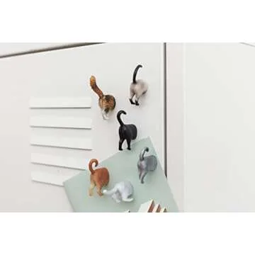 Kikkerland Magnetic Funny Cat Butt Refrigerator Decorative Magnets, Set of 6, Novelty Gift, Cat Lovers