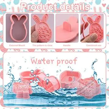 16 Pieces Easter Cookie Cutters 3D Embossing Cookie Stamper Plastic Biscuit Stamper Rabbit Bunny Egg Butterfly Flower Basket Stamps for DIY Cake Baking Supplies