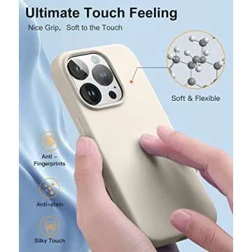 Cousper [5 in 1 Compatible with iPhone 14 Pro Max Case, with 2 Pack Screen Protector + 2 Pack Camera Lens Protector, Silicone Shock-Proof Phone Case [Anti-Scratch Microfiber Lining], White Stone