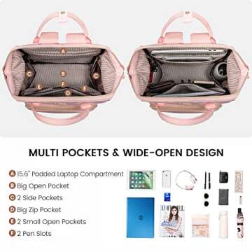 LOVEVOOK Laptop Backpack for Women Backpack Purse 15.6 Inch Travel Work Backpack Nurse Teacher Bag L...