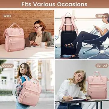 LOVEVOOK Laptop Backpack for Women Backpack Purse 15.6 Inch Travel Work Backpack Nurse Teacher Bag Large Capacity Computer Backpack with USB Port