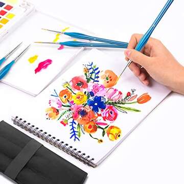 BOSOBO Miniature Paint Brushes Detail Set, 6 Pcs Fine Tipped Small Artist Paintbrushes for Acrylic Oil Watercolor Painting, Rock, Micro Model, Nail Art, Craft & Paint by Number, Travel Case Included